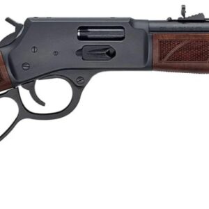 Lever action rifle with wooden stock