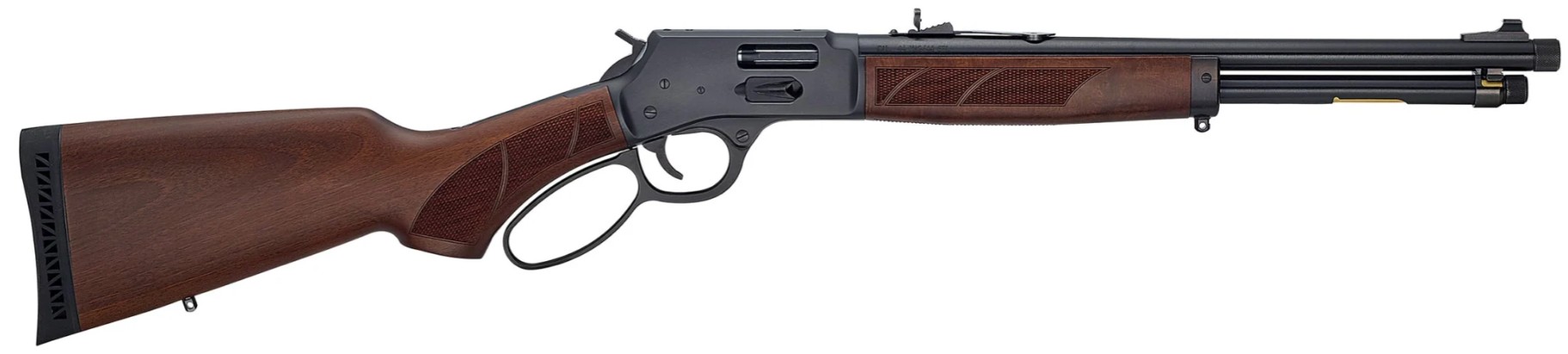 Lever action rifle with wooden stock