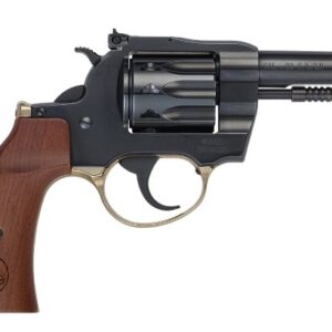 Black revolver with wooden grip