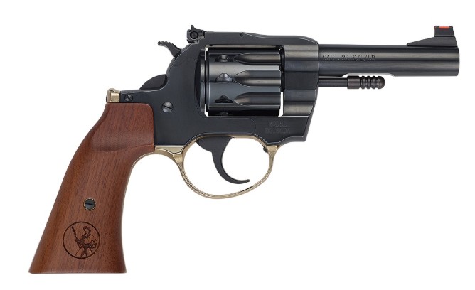 Black revolver with wooden grip
