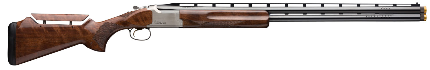 Wood-stock over-under shotgun isolated on white background