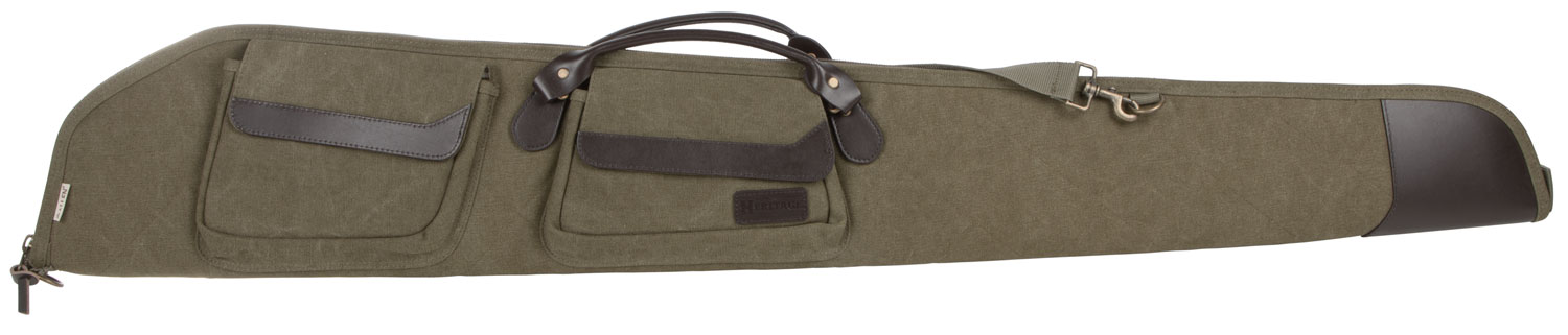 Olive green rifle case with leather trim
