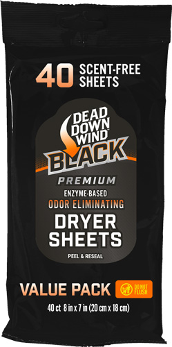 Dead Down Wind Black scent-free dryer sheets package