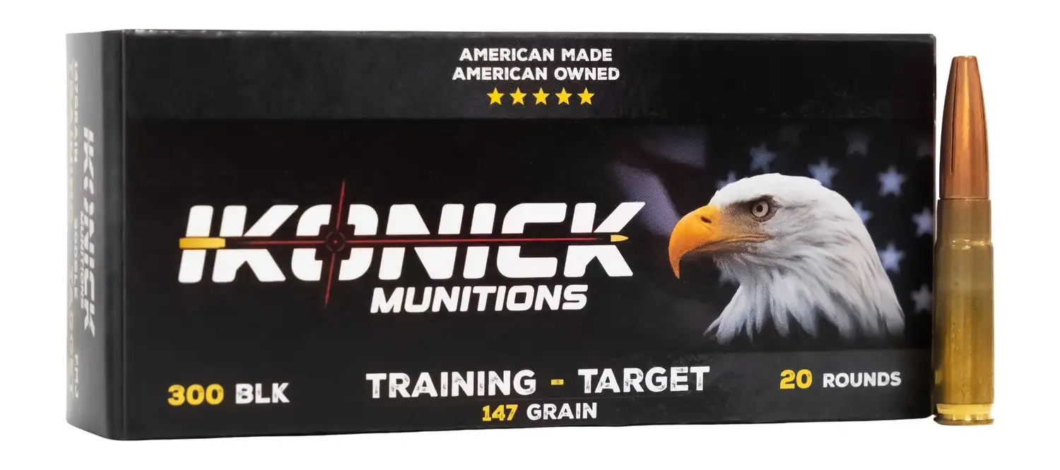 KONICK Munitions 300 BLK ammunition box and cartridge