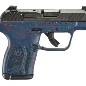 Galaxy-themed semi-automatic handgun on white background