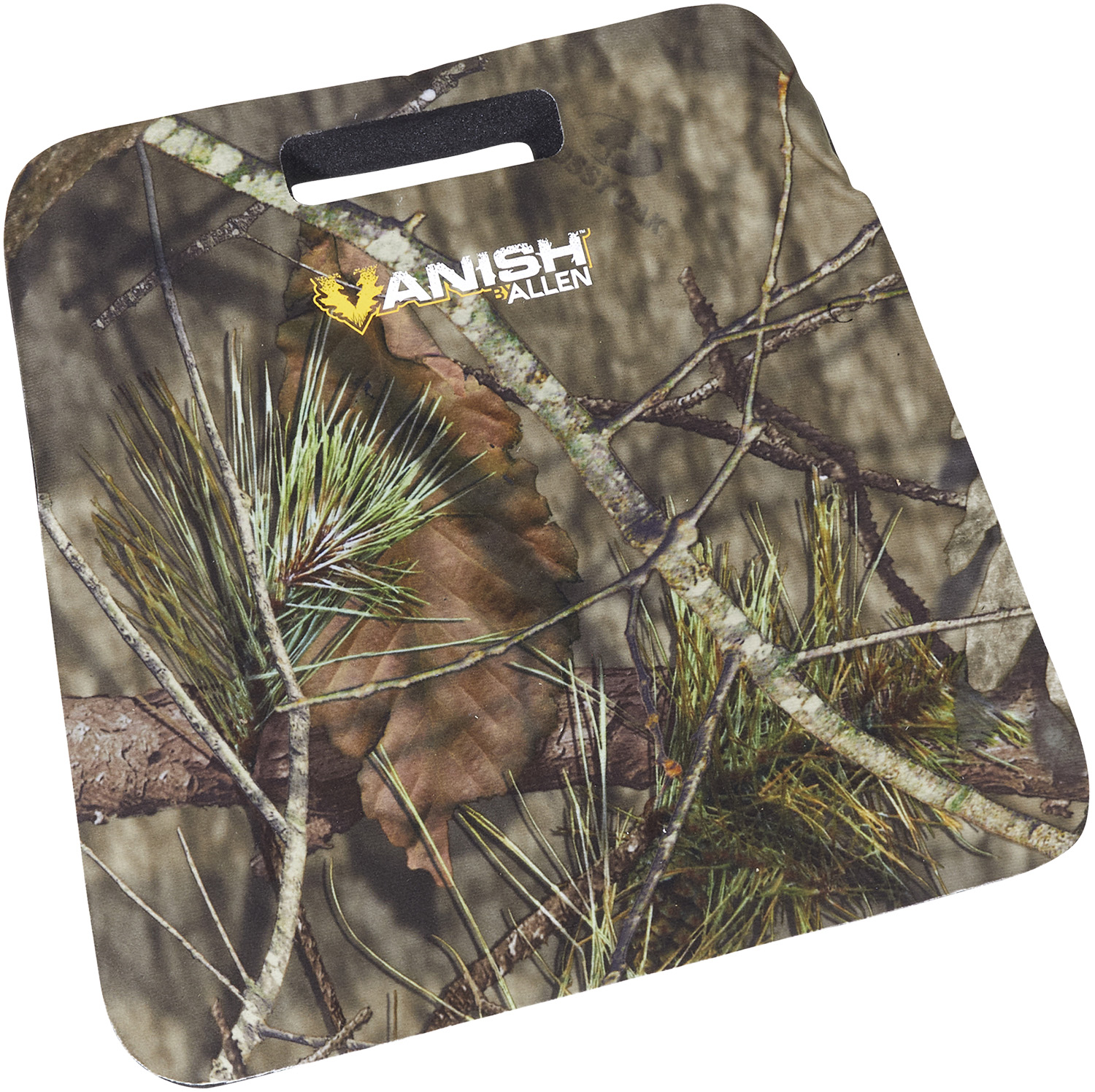 Camouflage hunting seat cushion with handle