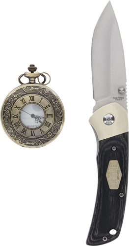 Vintage pocket watch and folding knife
