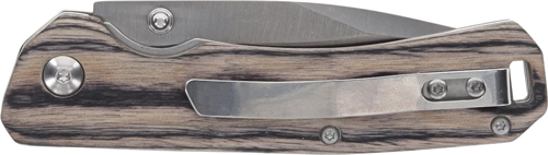Closed folding pocket knife with wood handle