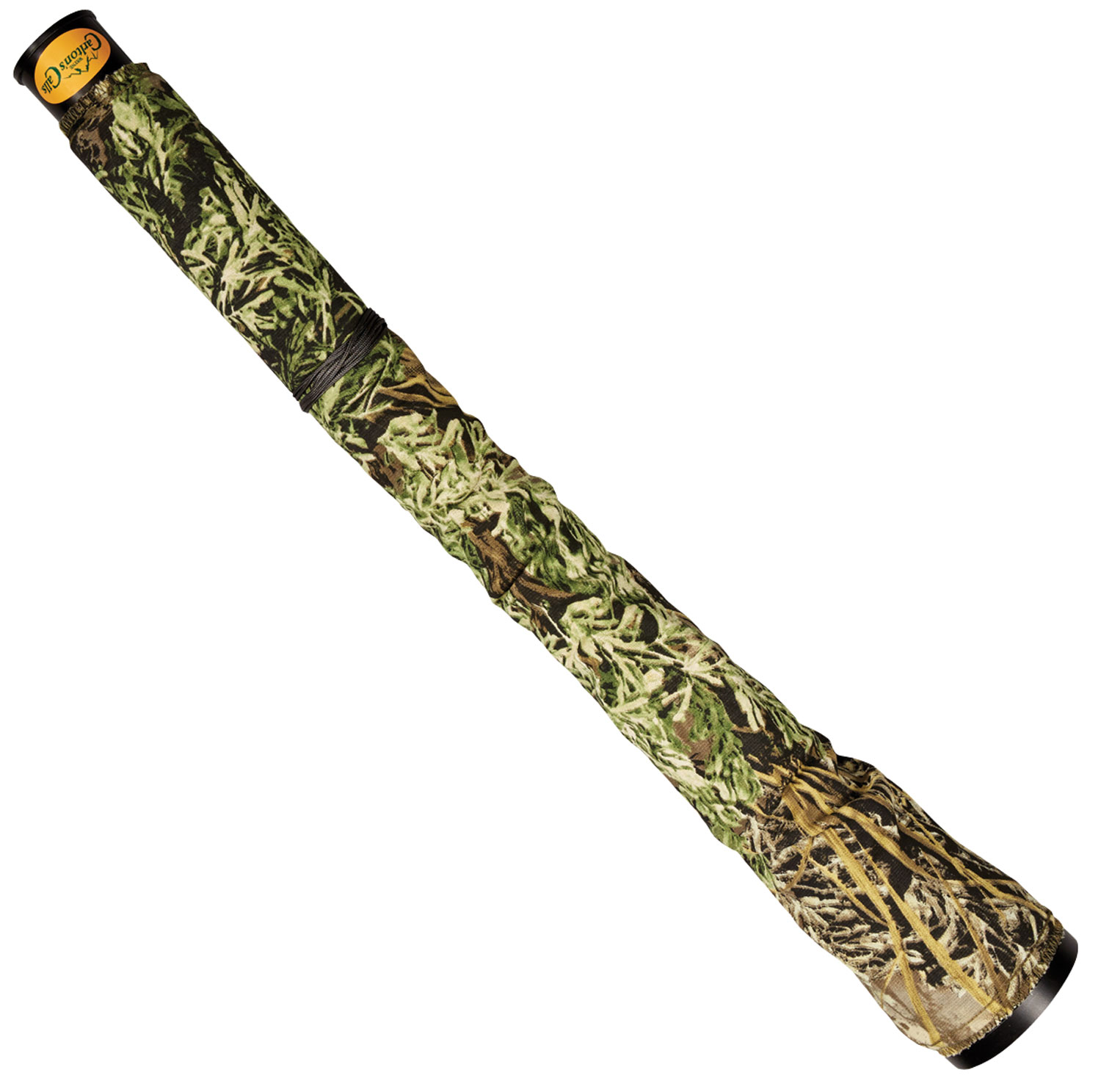Camouflage shotgun sleeve with strap and cap