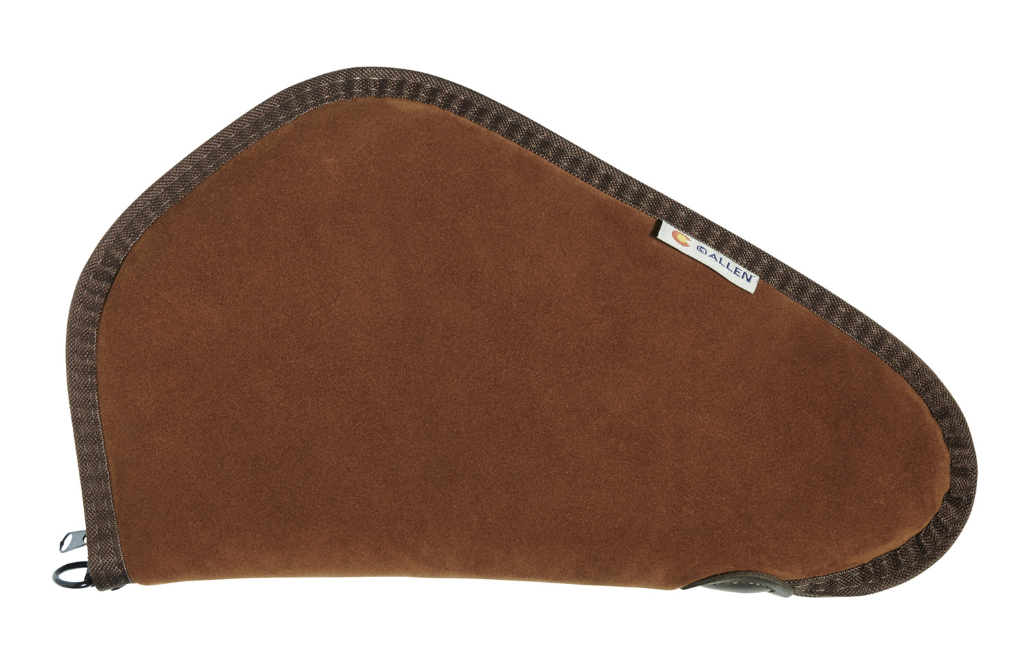Brown suede handgun case with zipper closure