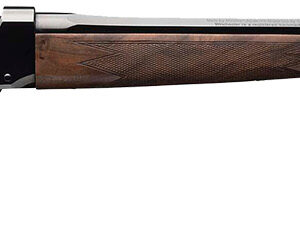 Wooden-stock single-shot rifle with long barrel