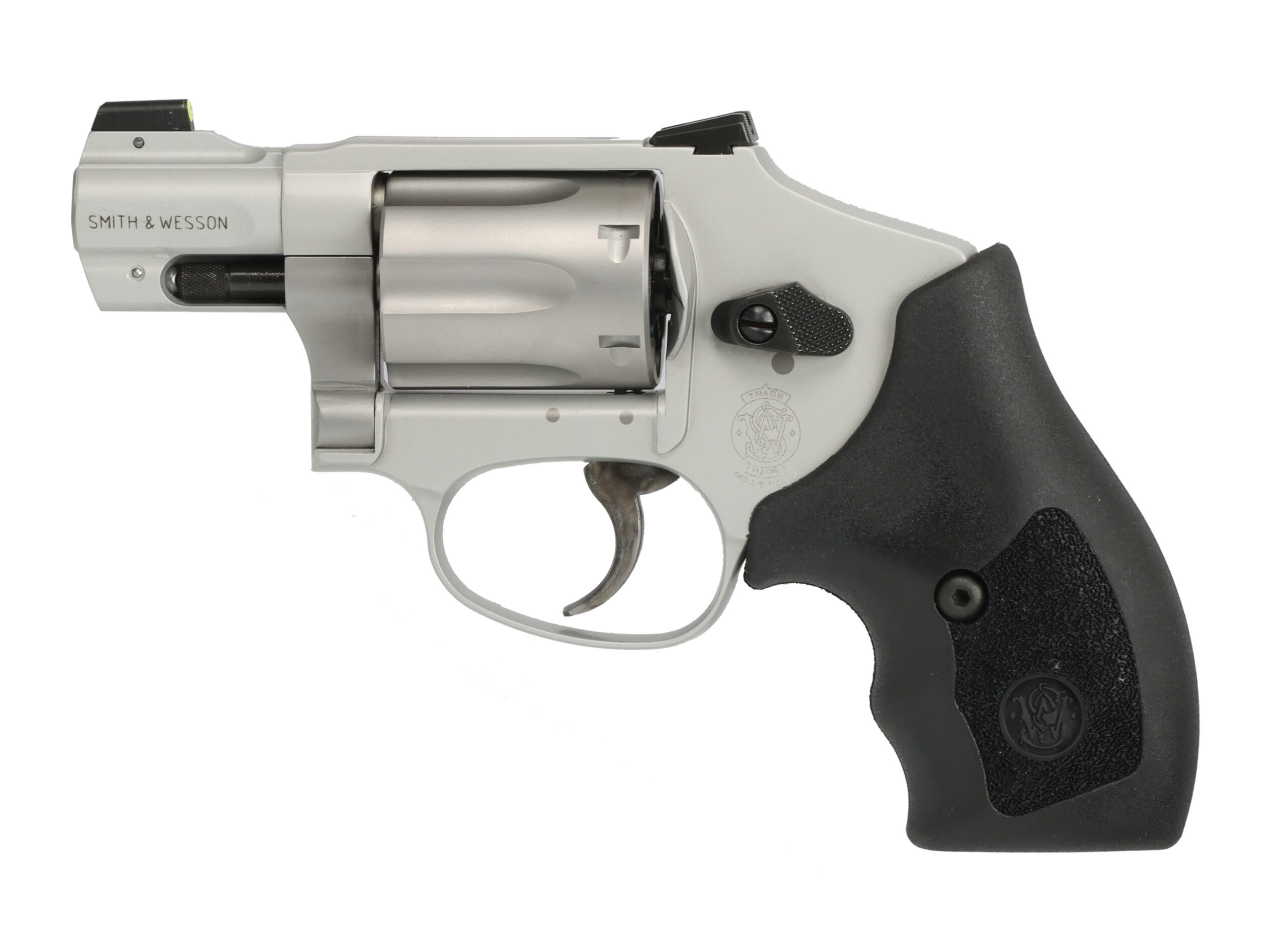 Smith & Wesson snub-nose revolver on white background