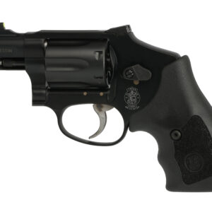 Black Smith & Wesson revolver on white background