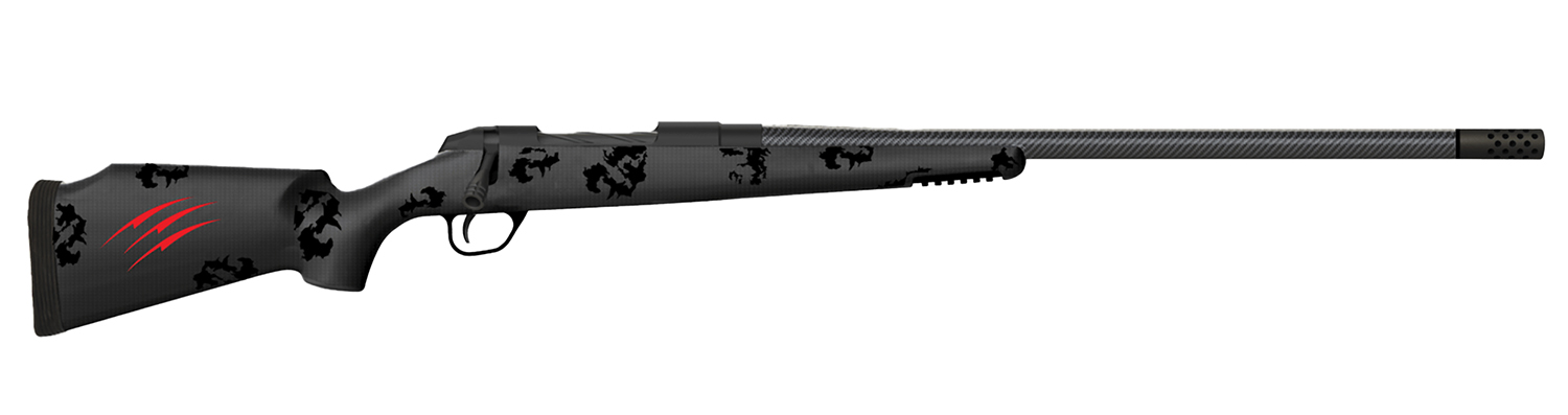 Black tactical rifle with claw mark design