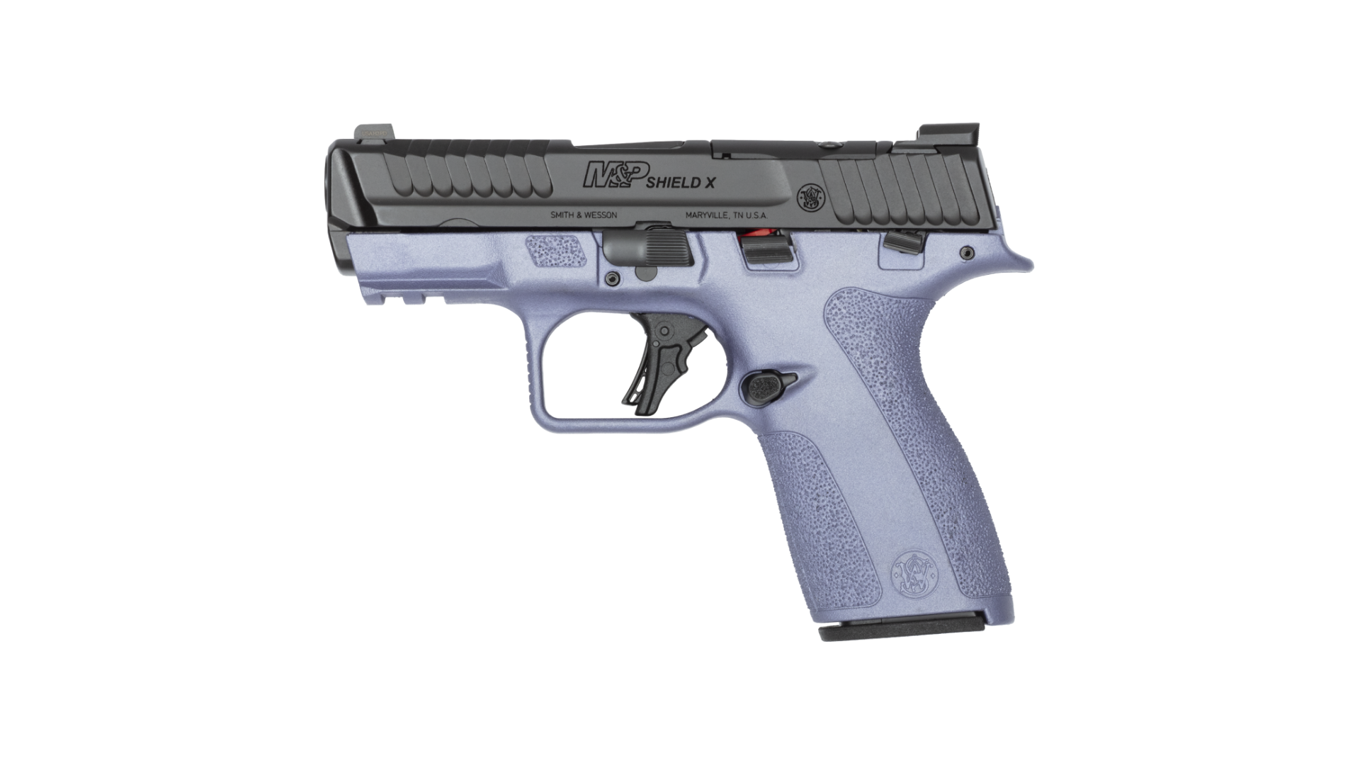 Compact handgun with a purple grip