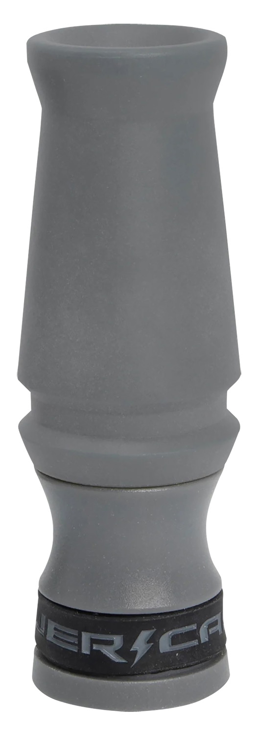 Gray duck call with black branded band