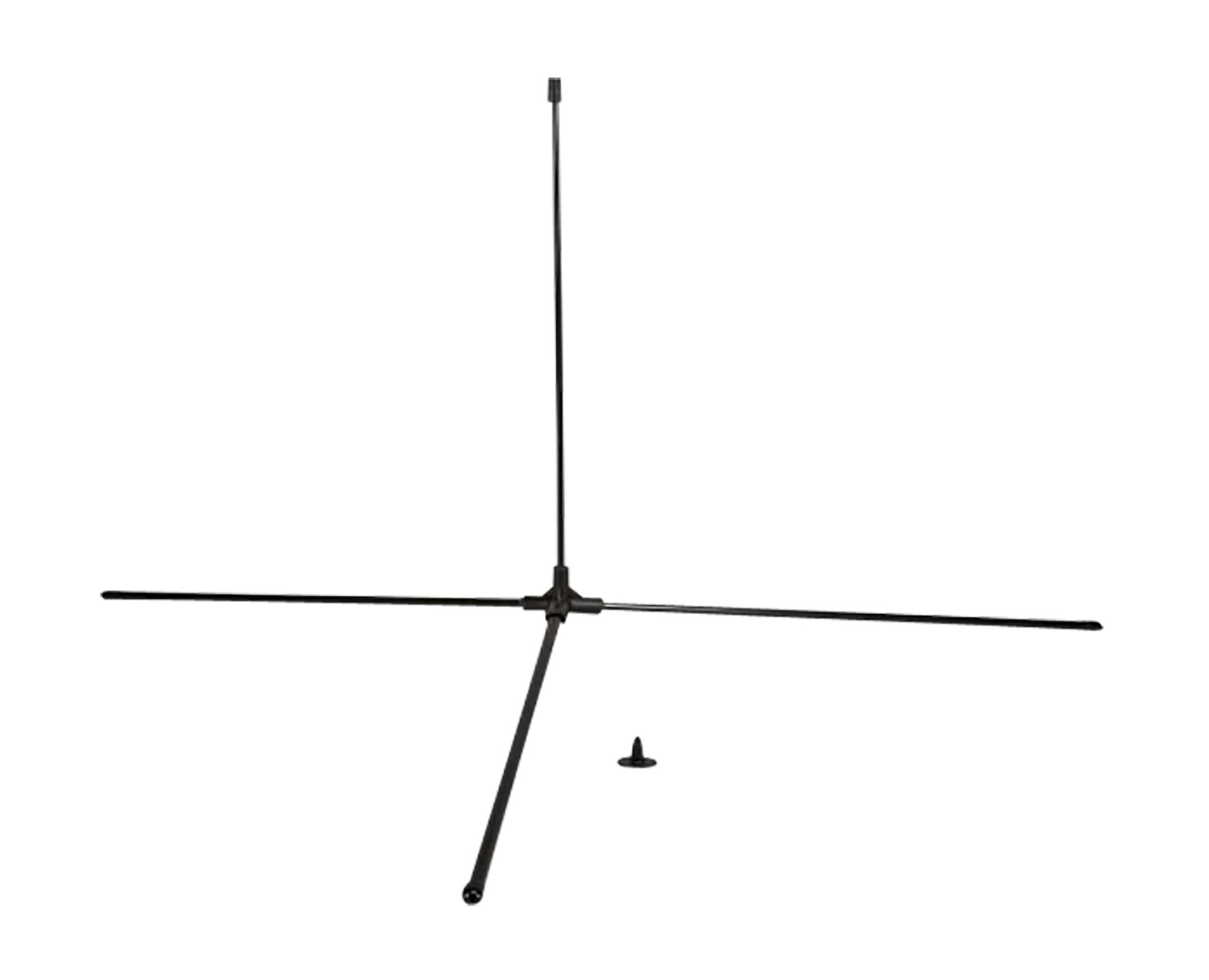 Black tripod microphone stand base isolated on white