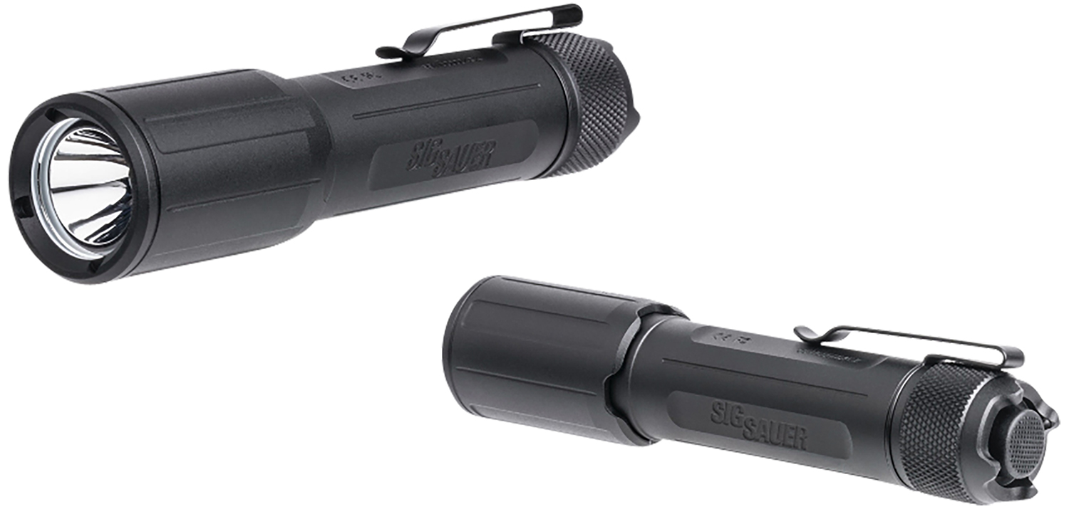 Black SIG SAUER handheld tactical flashlight