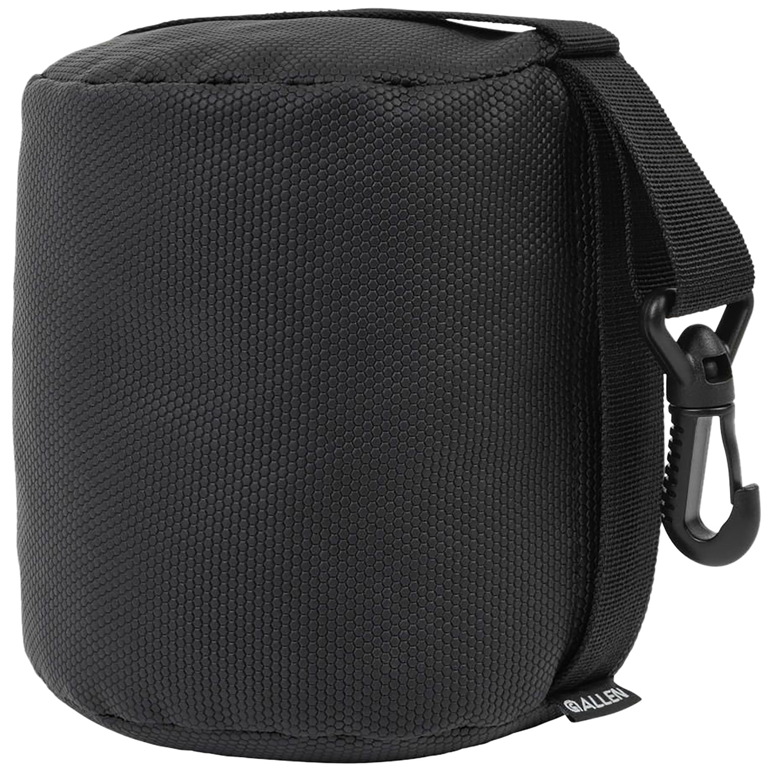 Black textured carrying case with strap and clip