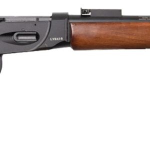 Lever-action rifle with wooden stock and barrel