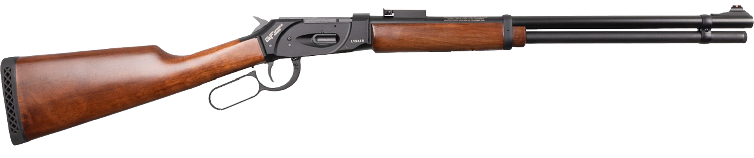 Lever-action rifle with wooden stock and barrel