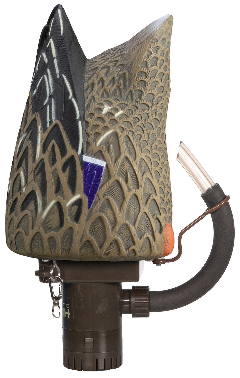 Motorized duck decoy with spinning wings attachment