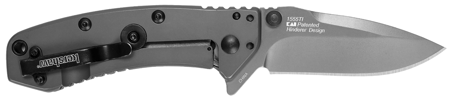 Gray folding pocket knife with stainless steel blade