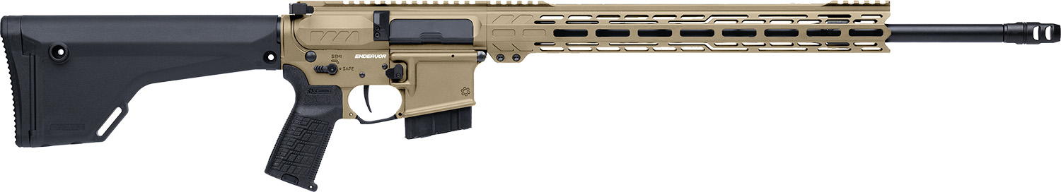 Tan and black AR-style semi-automatic rifle