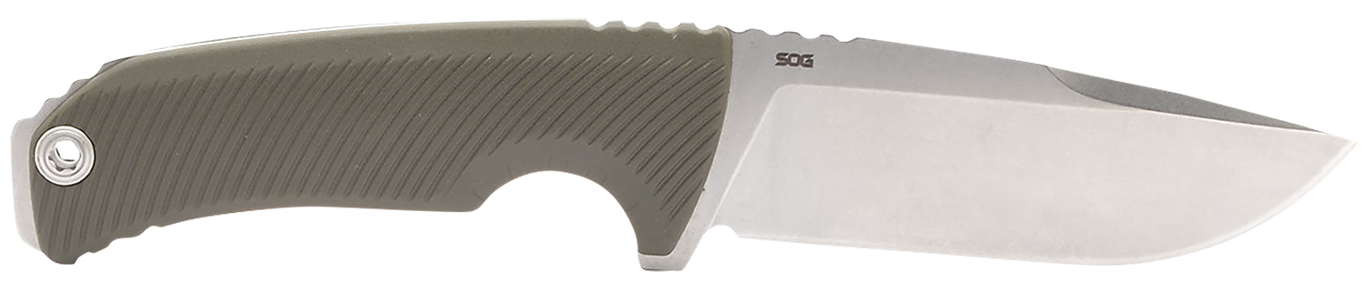 Fixed-blade knife with green textured handle