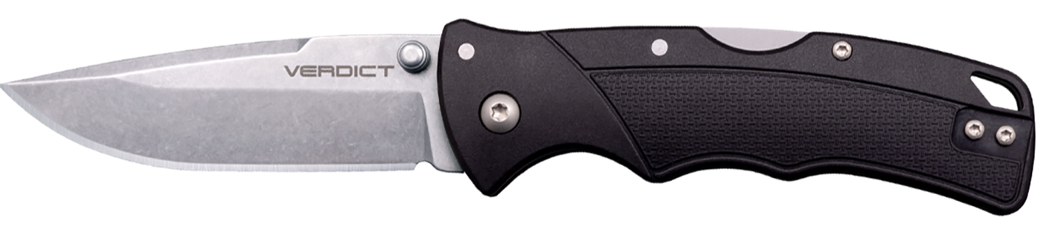 Open folding pocket knife with black handle