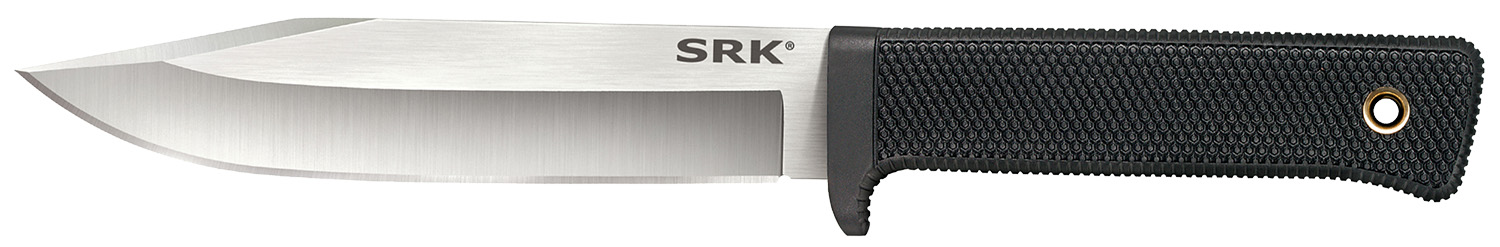 SRK fixed-blade knife with black textured handle