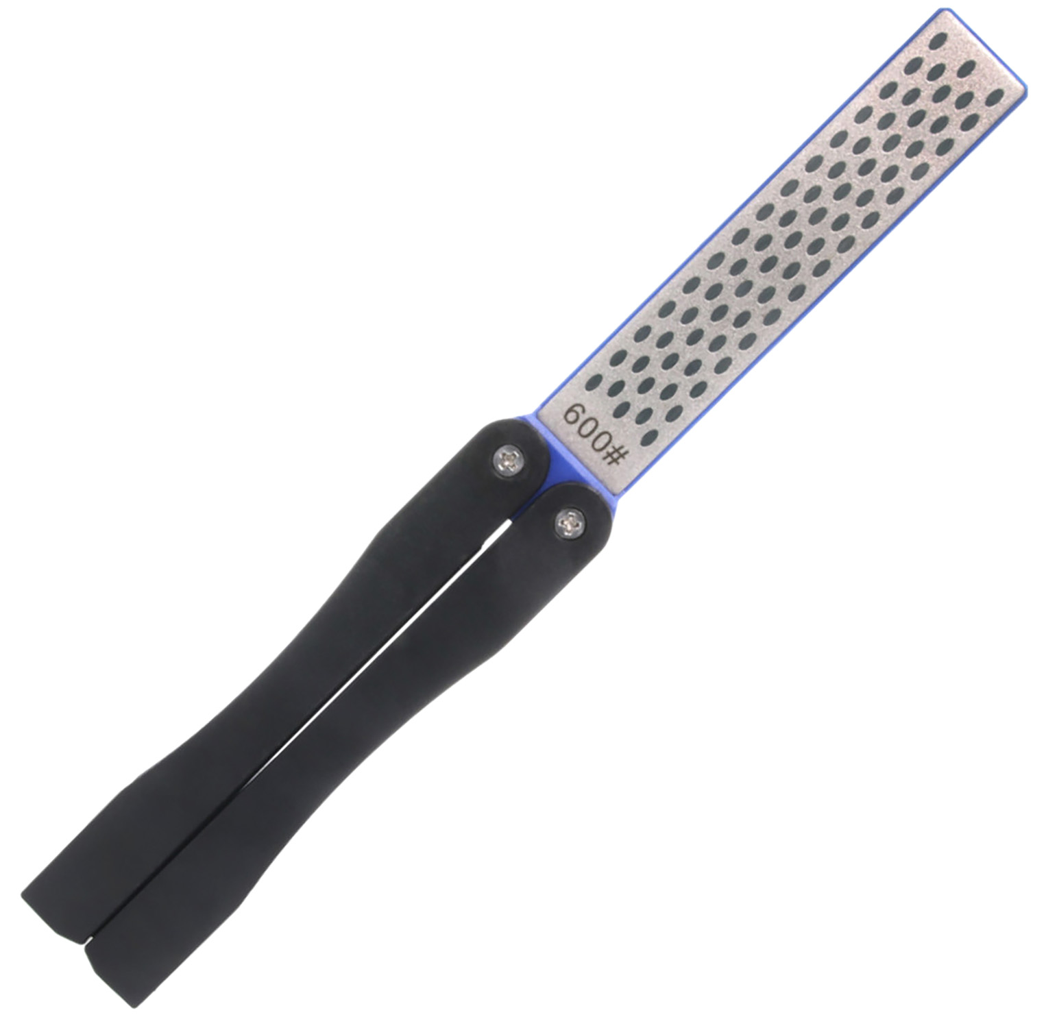 Folding diamond sharpening stone with black handle