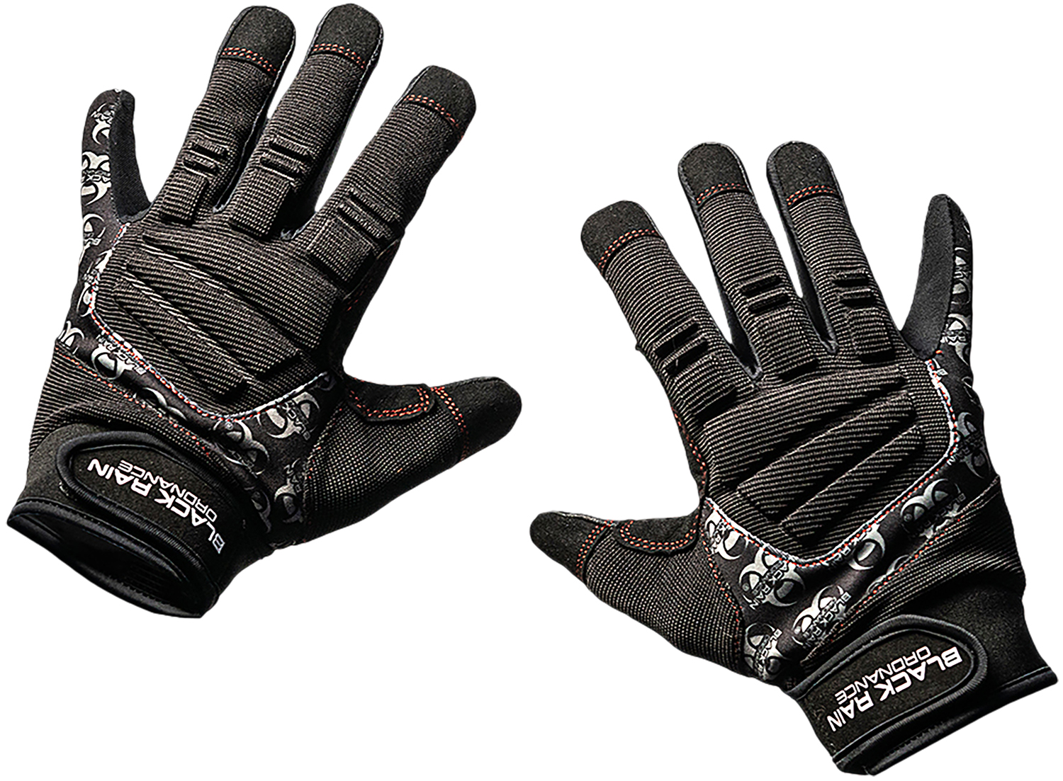 Black tactical gloves with reinforced grip padding