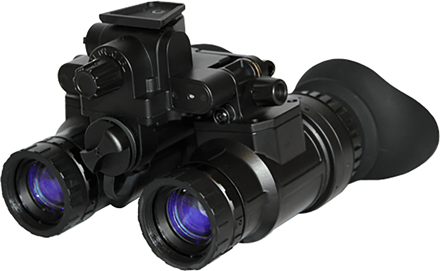 Black night vision goggles with dual lenses
