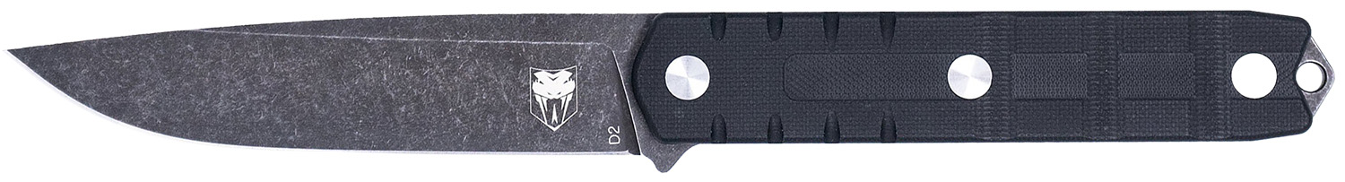 Fixed-blade knife with black textured handle