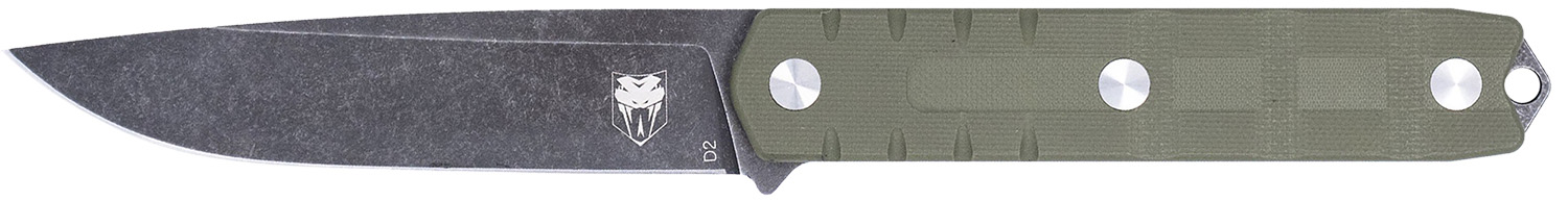 Fixed-blade knife with green handle