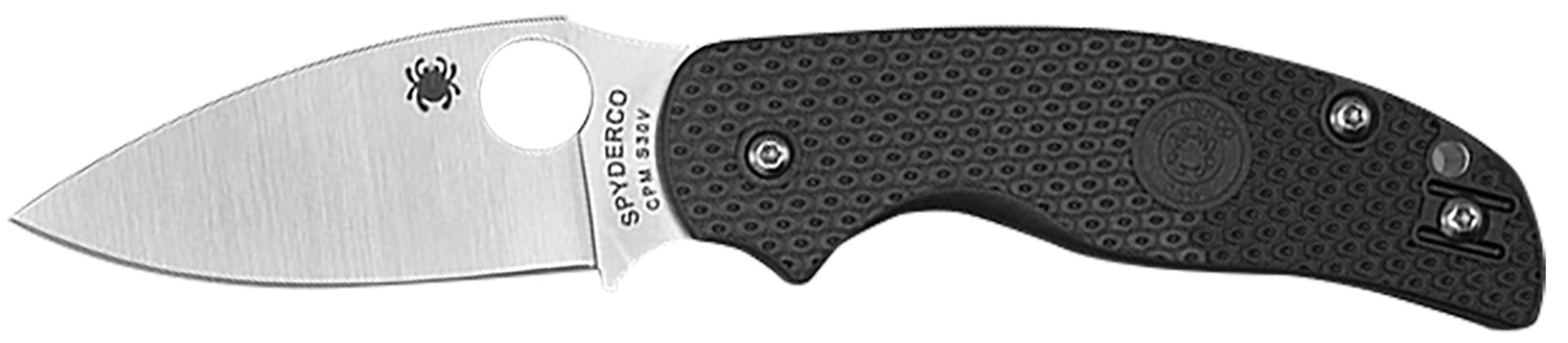 Spyderco folding knife with black textured handle