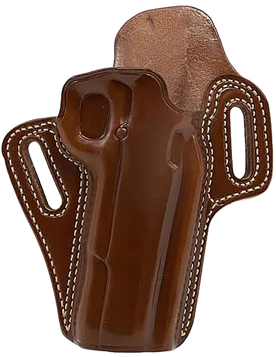 Brown leather handgun holster with belt loops