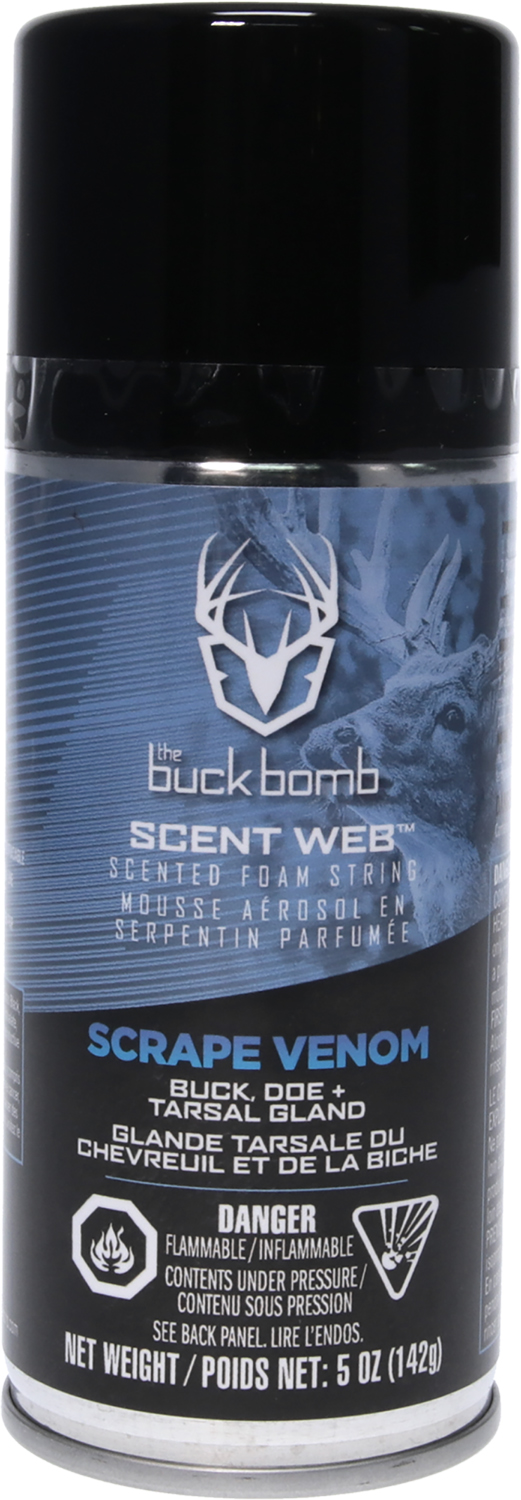 Buck Bomb Scrape Venom scented foam aerosol can