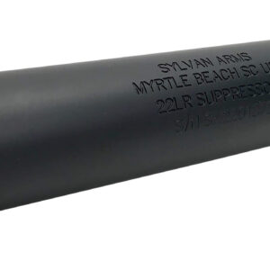 Black cylindrical 22LR firearm suppressor