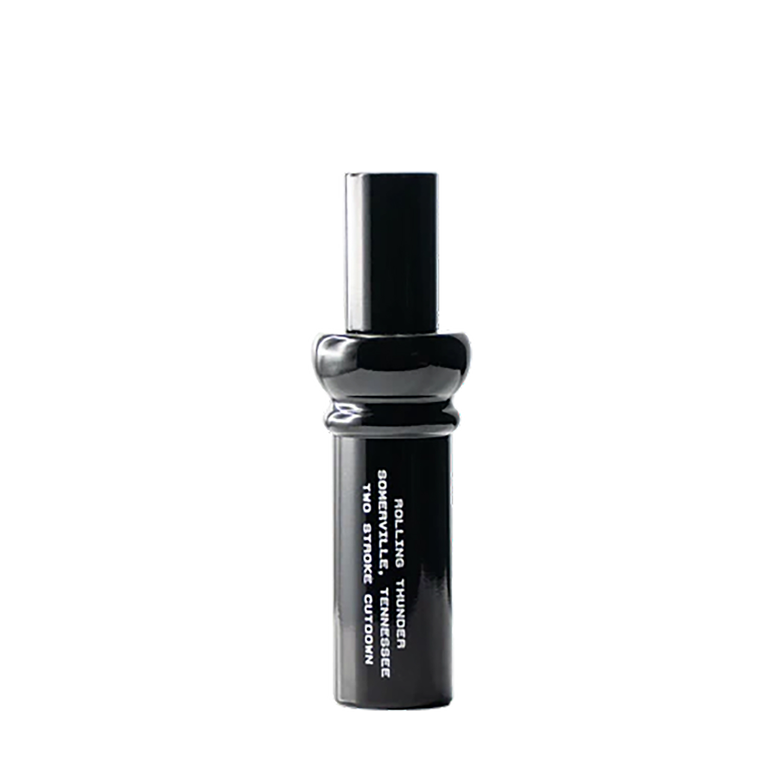 Black custom duck call on white background
