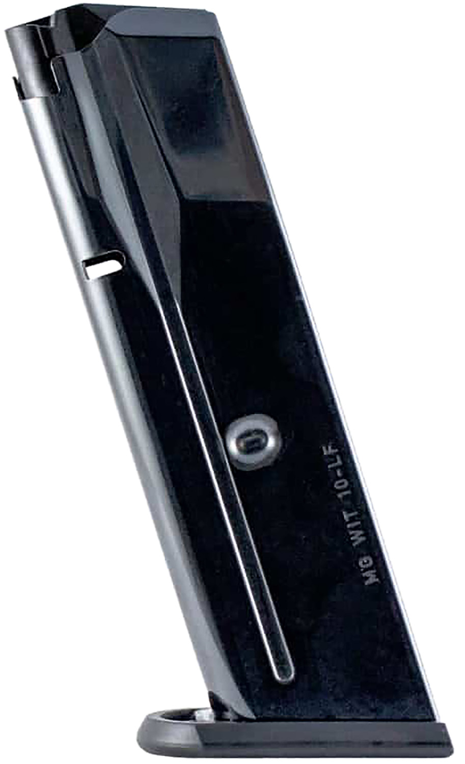 Black handgun magazine for .40 caliber pistol