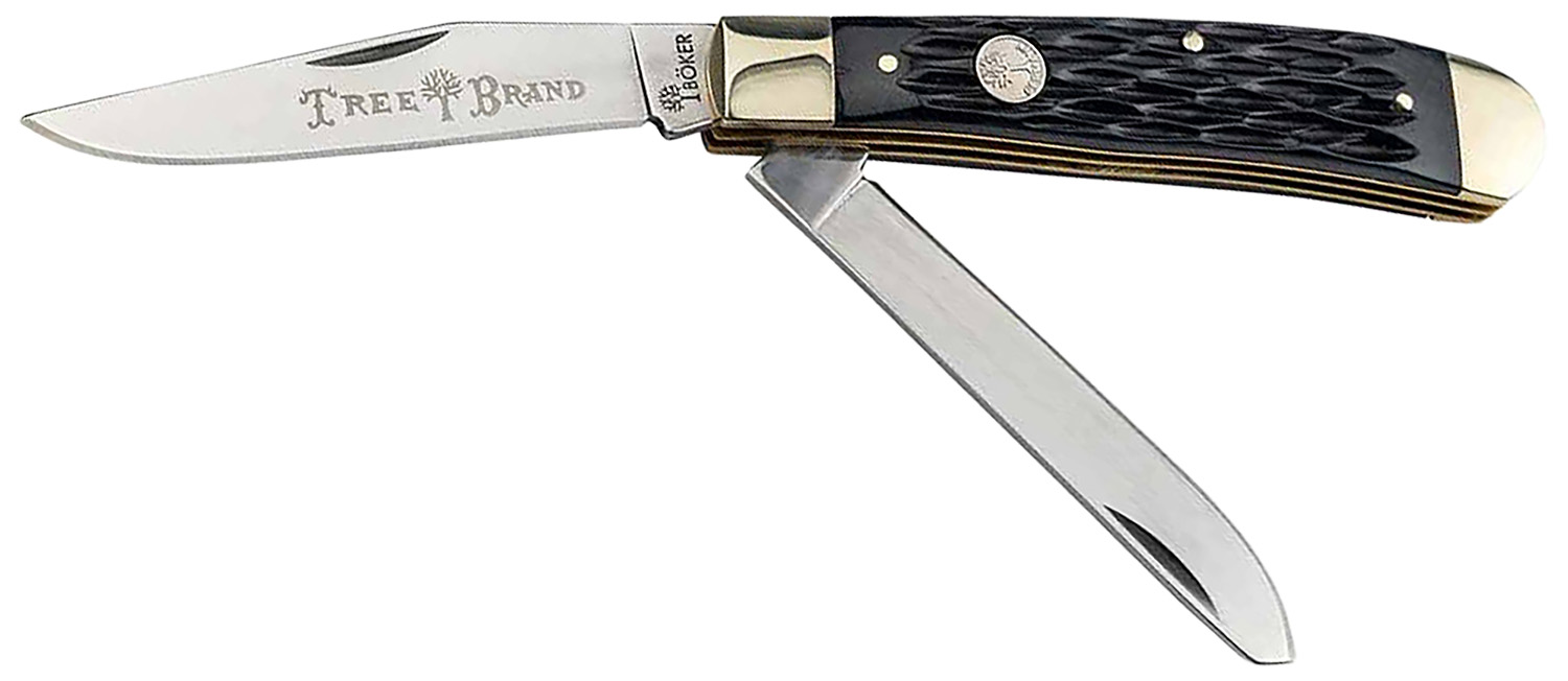 Two-blade folding pocket knife with black handle