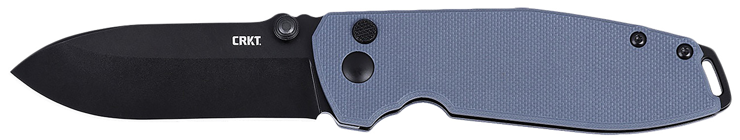 Black CRKT folding knife with gray handle