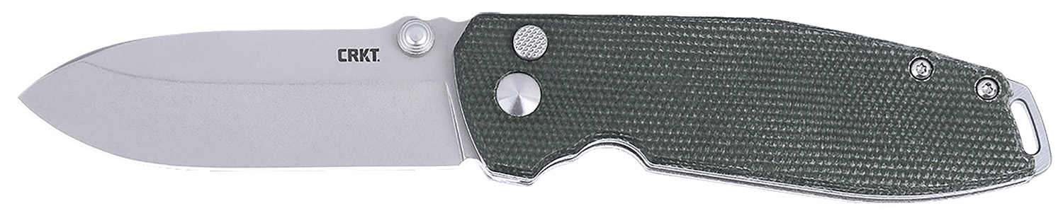CRKT folding knife with green textured handle