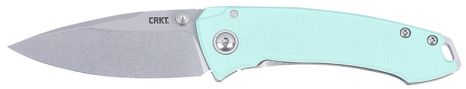 CRKT folding knife with mint green handle