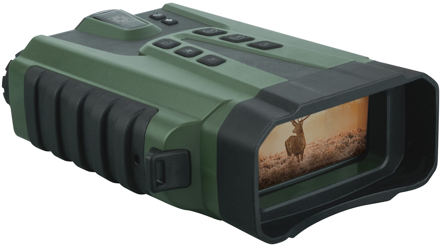 Green handheld thermal monocular with deer display