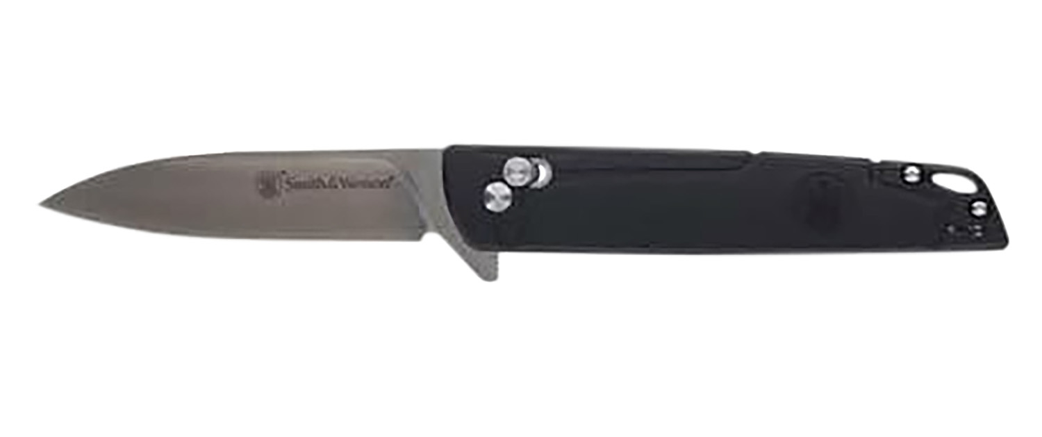 Black folding pocket knife with silver blade