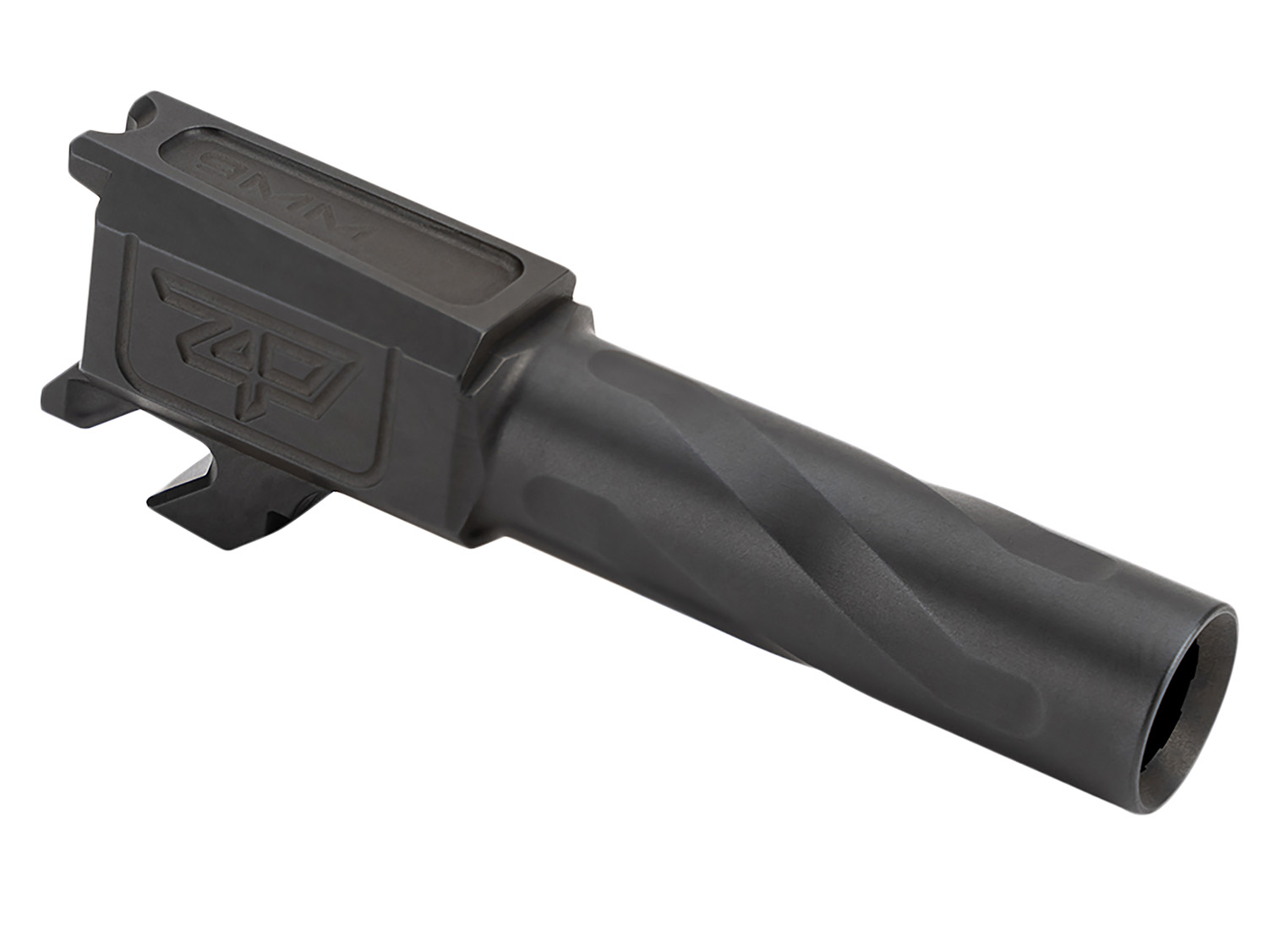 Black metal firearm upper receiver with barrel