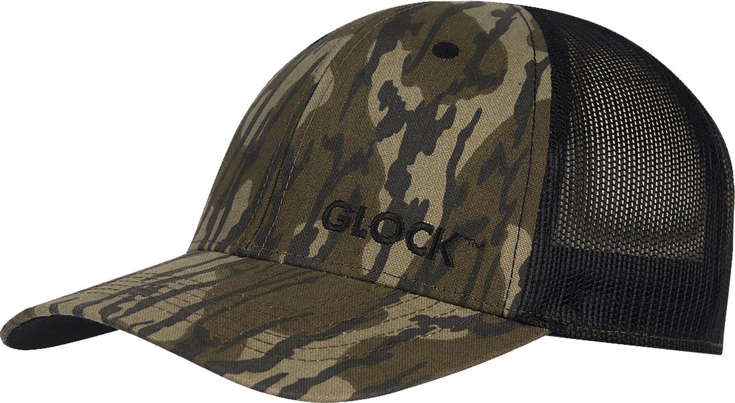 Camouflage Glock trucker hat with mesh back